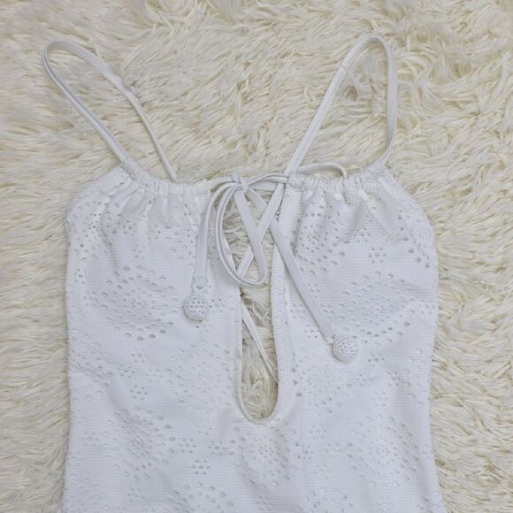 Aerie White Eyelet Swimsuit with Front Tie - Picture 2 of 6